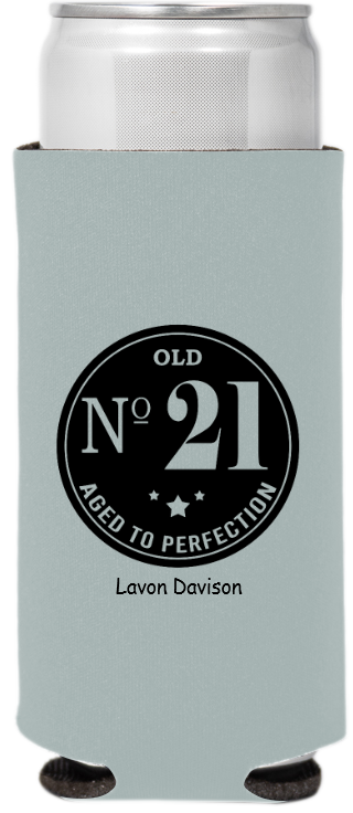 21 Aged To Perfection Birthday Full Color Slim Can Coolers