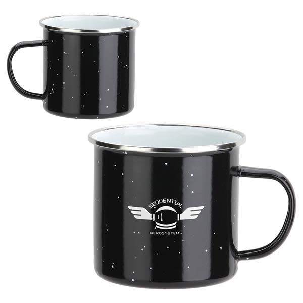 16 Oz Speckled Enamel Metal Mugs - Black - Speckled