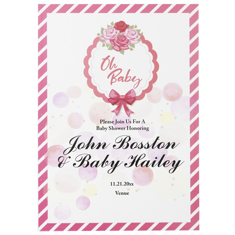 Custom Full Color 5 x 7 Inch Invitation Cards - Baby Shower - Imprint Invitation Card