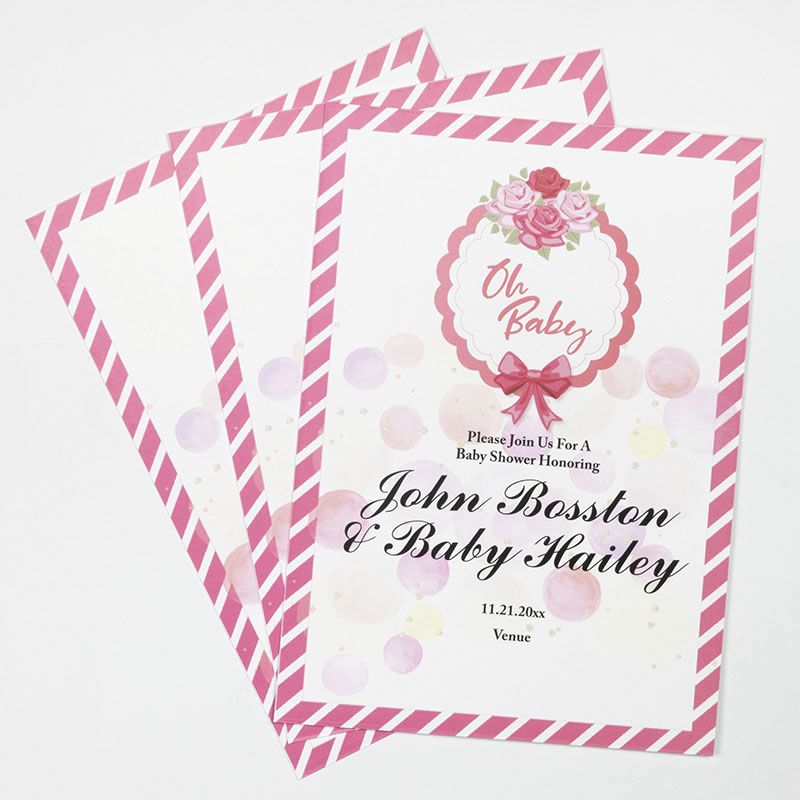 Custom Full Color 5 x 7 Inch Invitation Cards - Baby Shower - Imprint Invitation Card