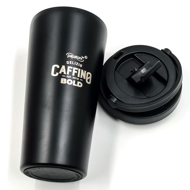 03_17 Oz. Laser Engraved Travel Coffee Tumblers With Handle - Stainless Steel