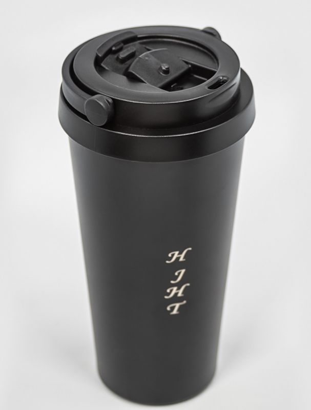 06_17 Oz. Laser Engraved Travel Coffee Tumblers With Handle - Stainless Steel