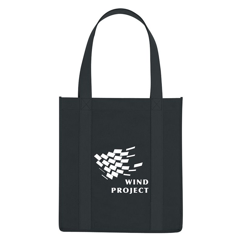 Black - Non-Woven Avenue Shopper Tote Bags - Printed - Tote Bags