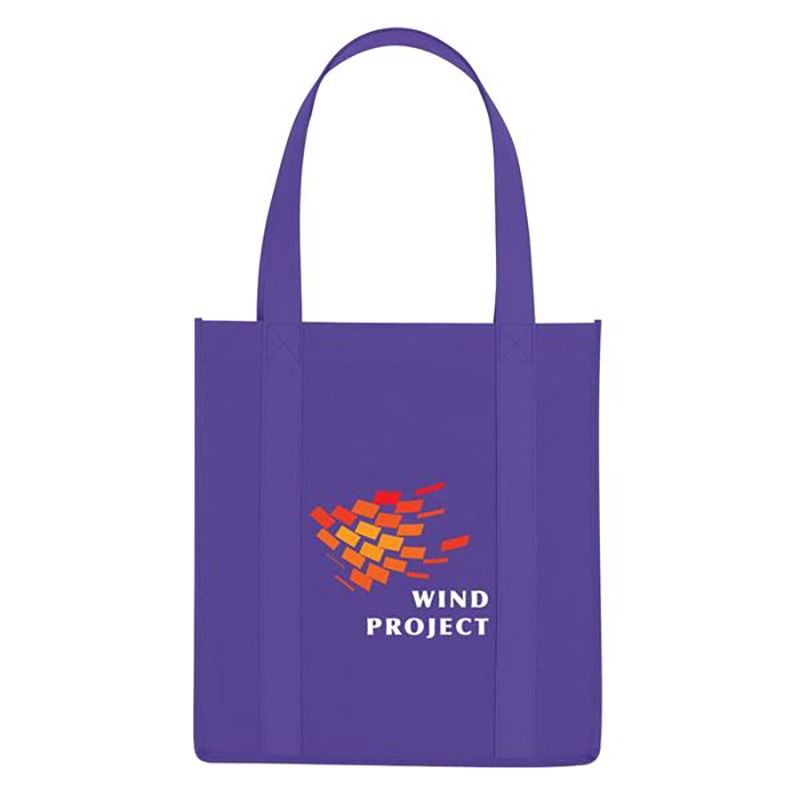 Purple - Non-Woven Avenue Shopper Tote Bags - Printed - Budget Shopper