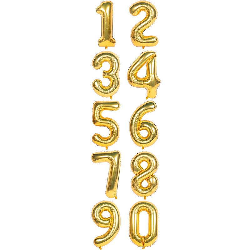 34 Inch Letter, Number, and Symbol Shaped Microfoil&reg; Balloons - Gold - Microfoil