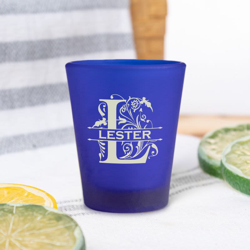 Customized Frosted Blue Shot Glass- 1.75 oz. - Barwares