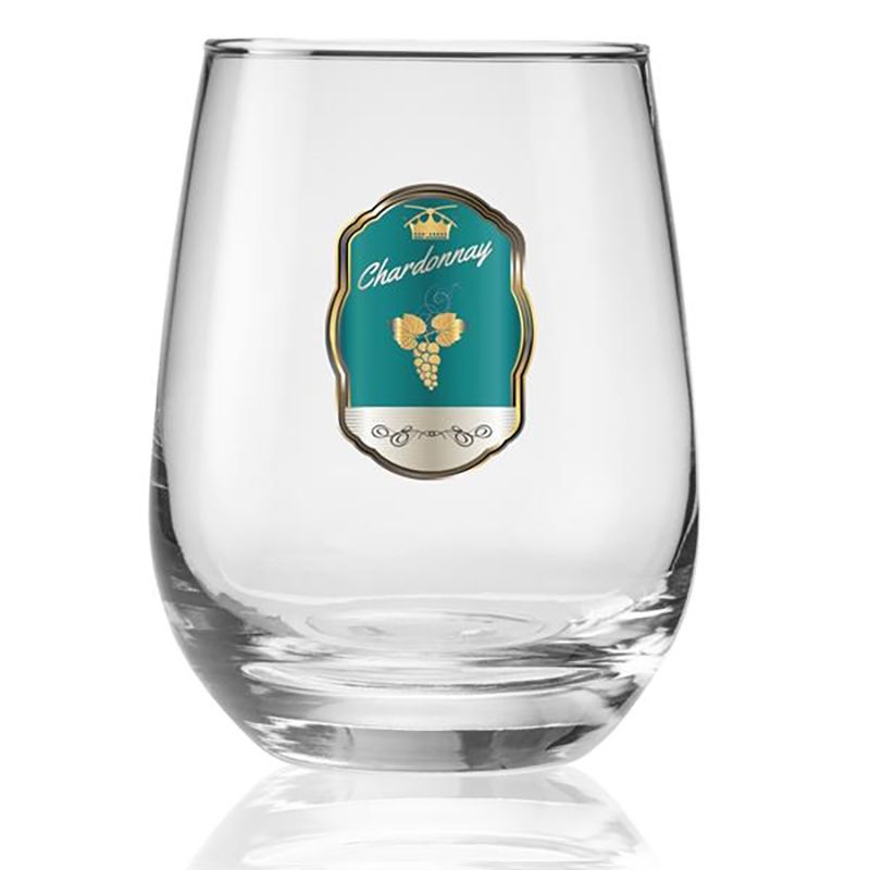 15.25 Oz. Libbey&amp;reg; Stemless White Wine Glasses - Full Color
