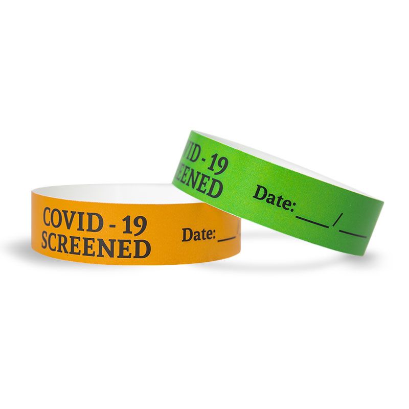  - Custom COVID-19 Screened Tyvek Wristbands