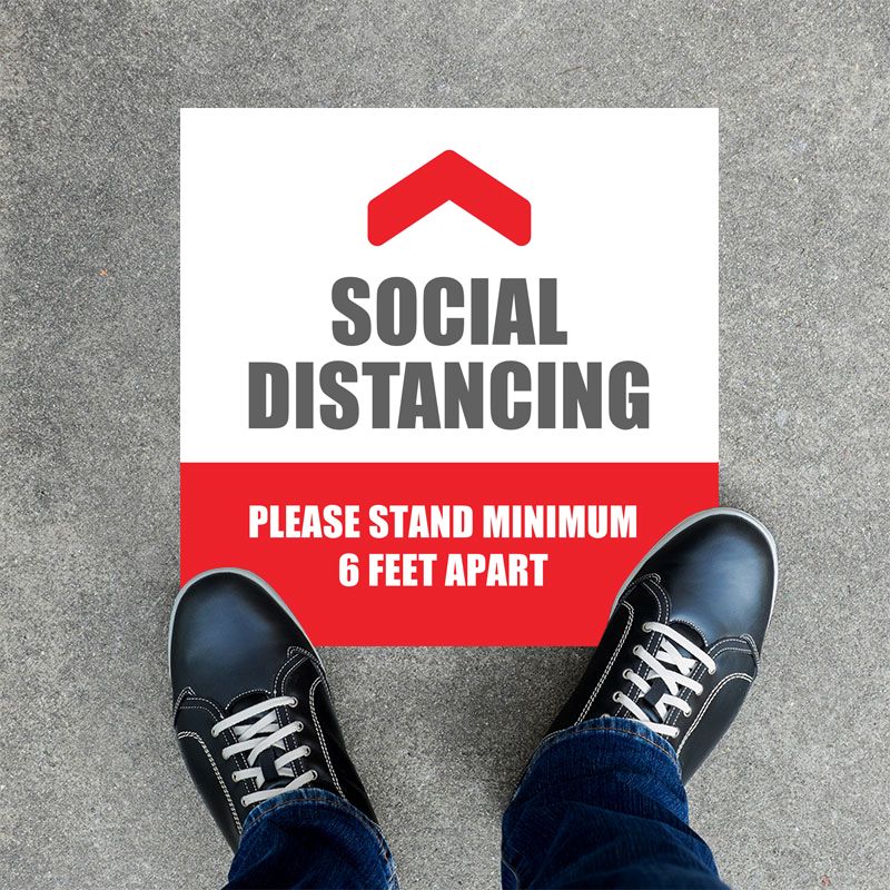 Social Distancing Stay Safe Square Floor Decals