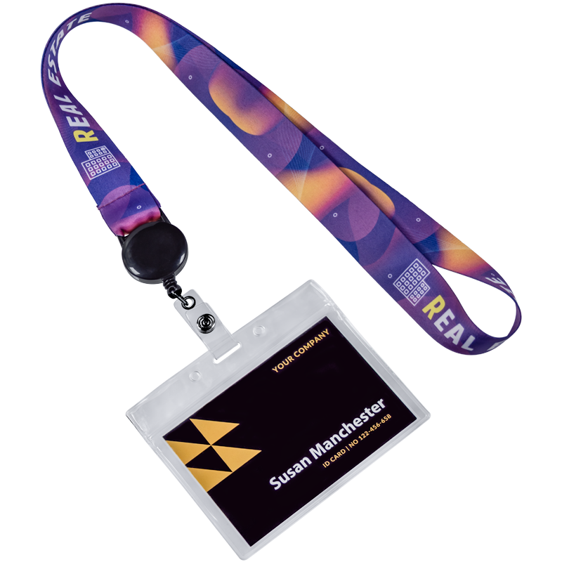 ID Badge Reel Full Color Lanyards With Badge Holder Custom Lanyards