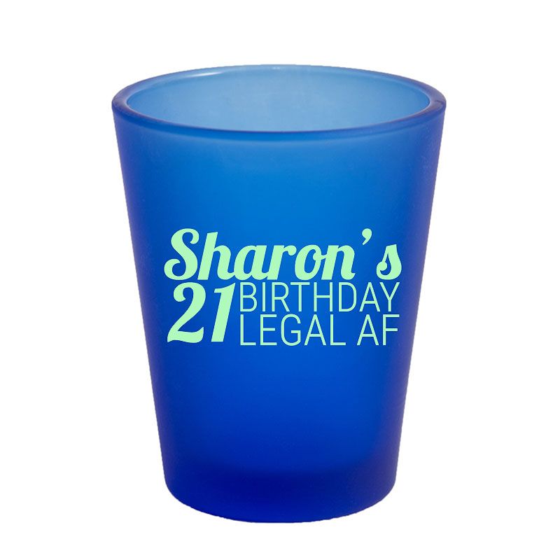 1.75 Oz Frosted Blue Shot Glass with Mint Imprint Color - Shot