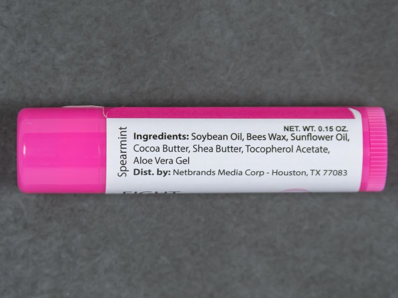 Hot Pink Lip Balm Tube with Full Imprint Colors - Ingredients Label - Skin Care
