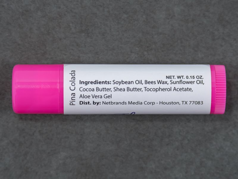 Hot Pink Flavored Beeswax Lip Balm with One Imprint Color - Ingredients Label - Sunscreen
