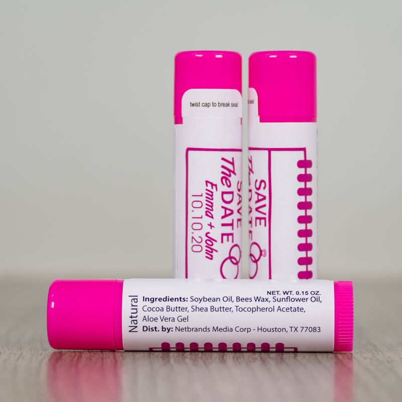 Hot Pink Natural Beeswax Lip Balm with One Imprint Color - Skin Care