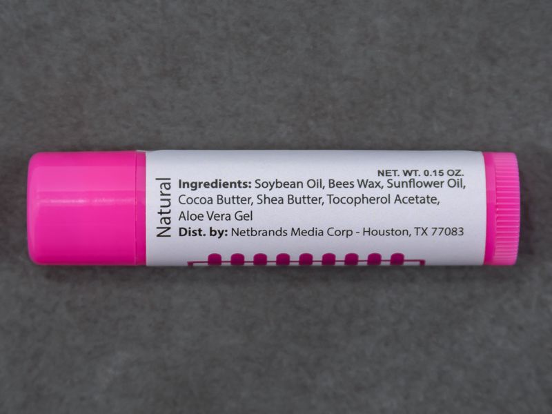 Hot Pink Natural Beeswax Lip Balm with One Imprint Color - Ingredients Label - Skin Care