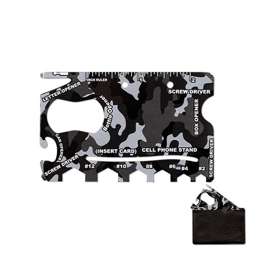 Black Camo Blank with Case - 18-in-1 Credit Card Tool