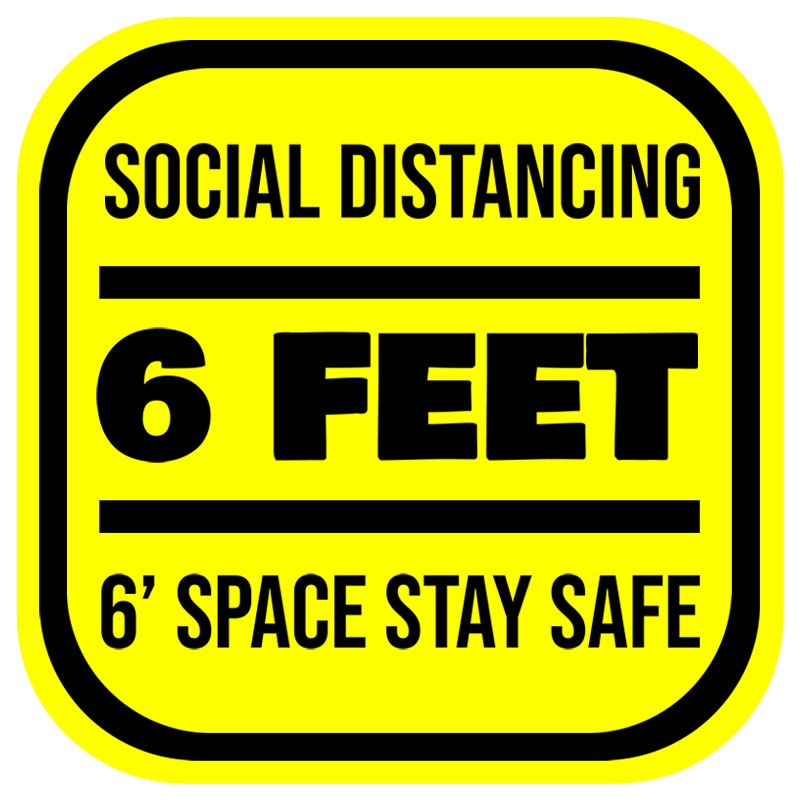 6ft Space Square Social Distancing Stickers - Floor Stickers