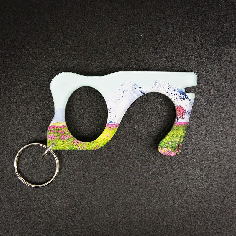 Full Color No Touch Acrylic Key Chain - Shape 2 - No Touch Multi Tool