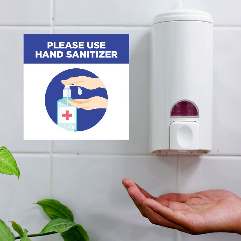 Please Use Hand Sanitizer Stickers - 6 Ft Social Distancing