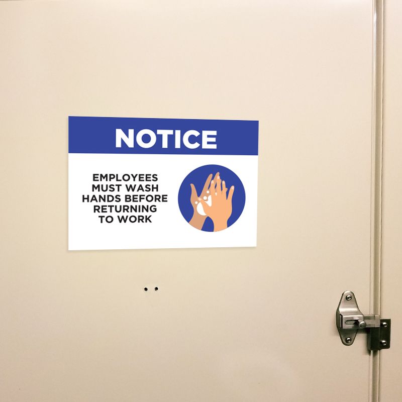 Employees Must Wash Hands Stickers - 6 Ft Social Distance