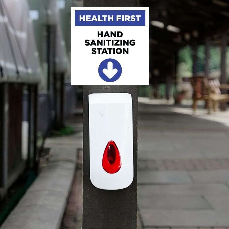 Hand Sanitizing Station Stickers - 6 Feet Social Distance