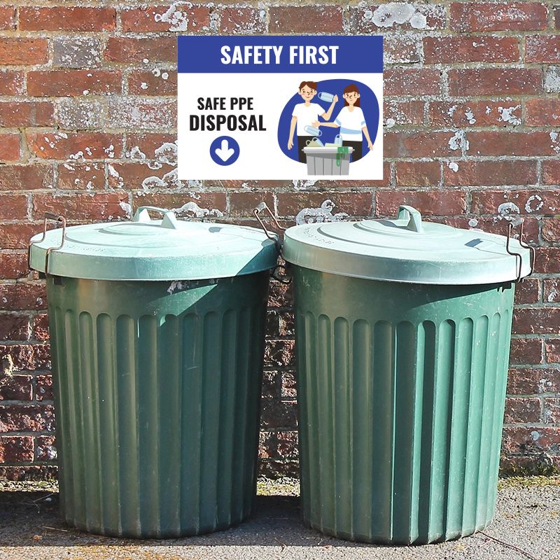 Safe PPE Disposal Stickers - Social Distancing