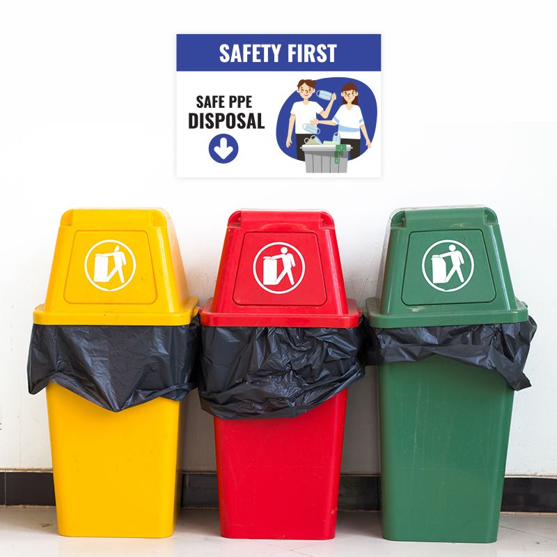 Safe PPE Disposal Stickers - Social Distancing Stickers