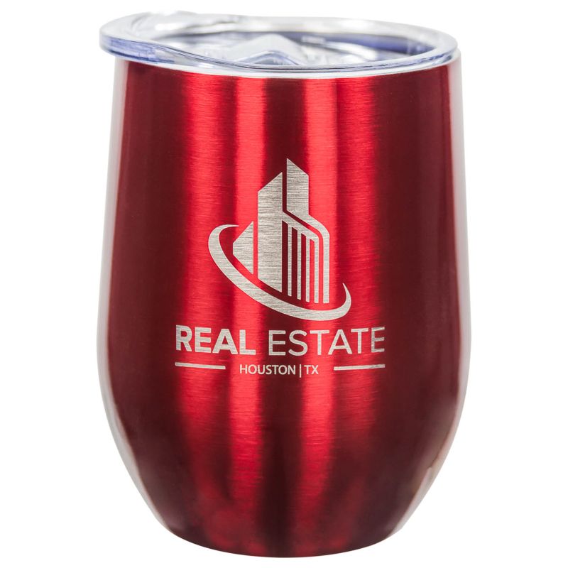 12 Oz. Laser Engraved Stainless Steel Wine Tumblers Red - Laser Engraved