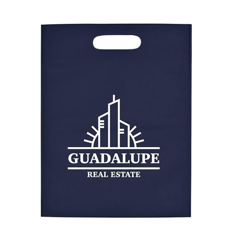 Heat Sealed Non -Woven Exhibition Tote Bags - Navy Blue Printed - Budget Shopper