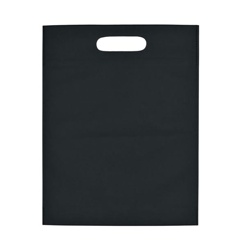 Heat Sealed Non -Woven Exhibition Tote Bags - Black Blank - Budget Shopper