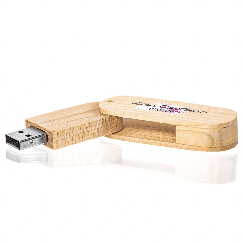 Custom Wood Swivel USB Flash Drives - Office