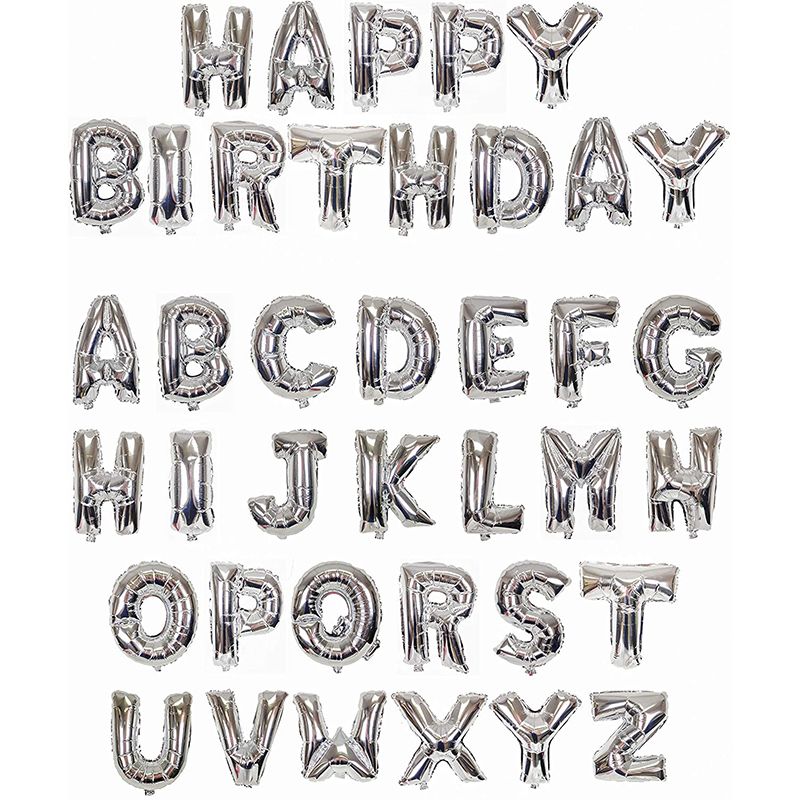 16 Inch Letter, Number, and Symbol Shaped Microfoil&reg; Balloons - Silver - Microfoil Balloons