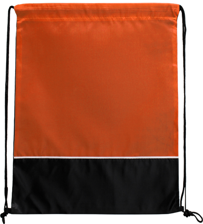 Black - Orange - Drawstring Bags