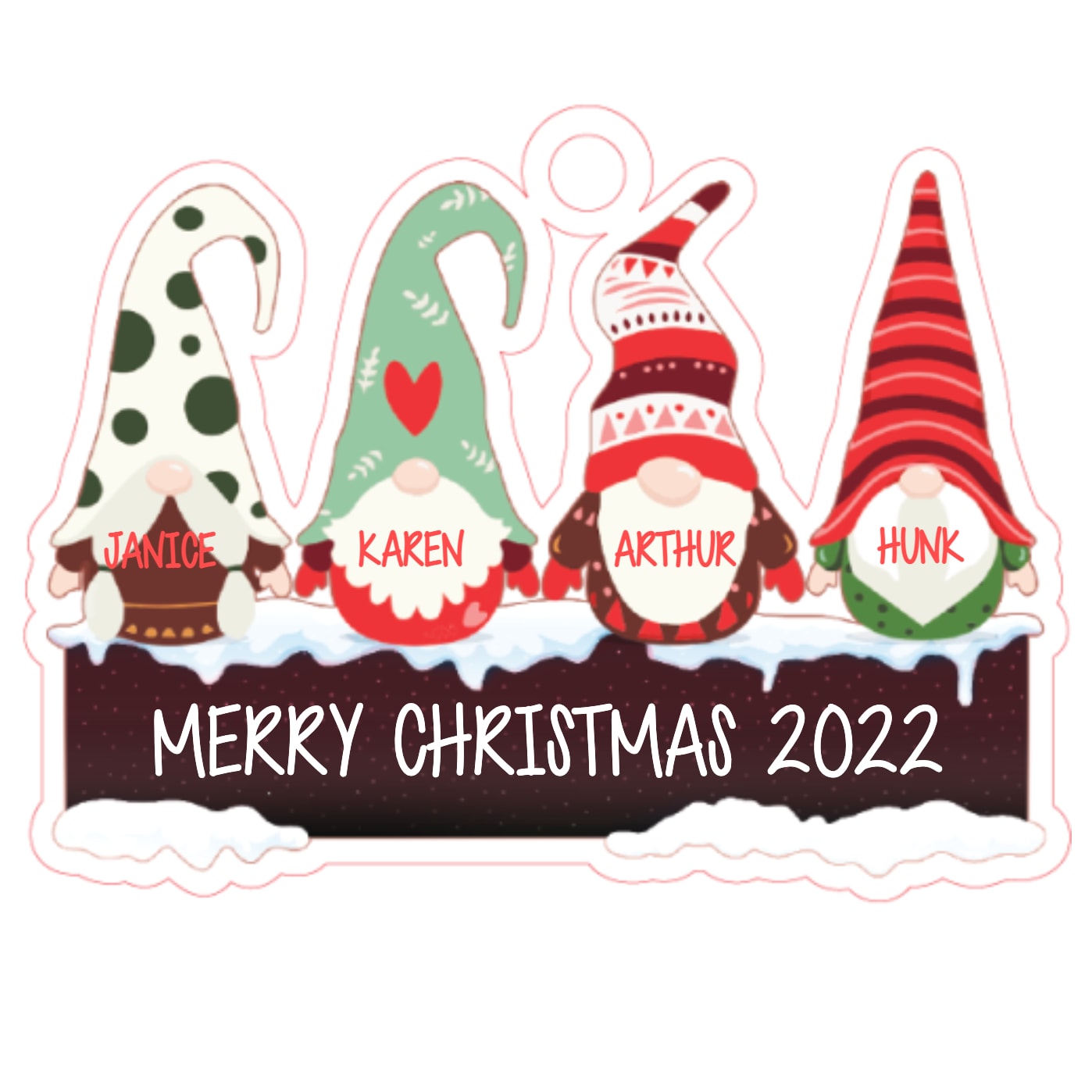 Personalized Phrase Four Gnomes Ornaments Christmas Ornaments Personalized phrase four gnomes ornaments christmas ornaments