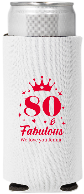 80 And Fabulous Birthday Full Color Slim Can Coolers