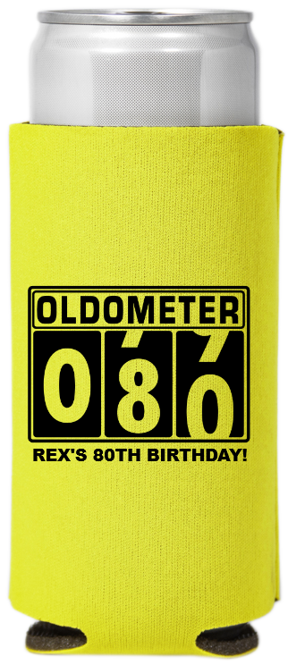 80th Birthday Oldometer Full Color Slim Can Coolers