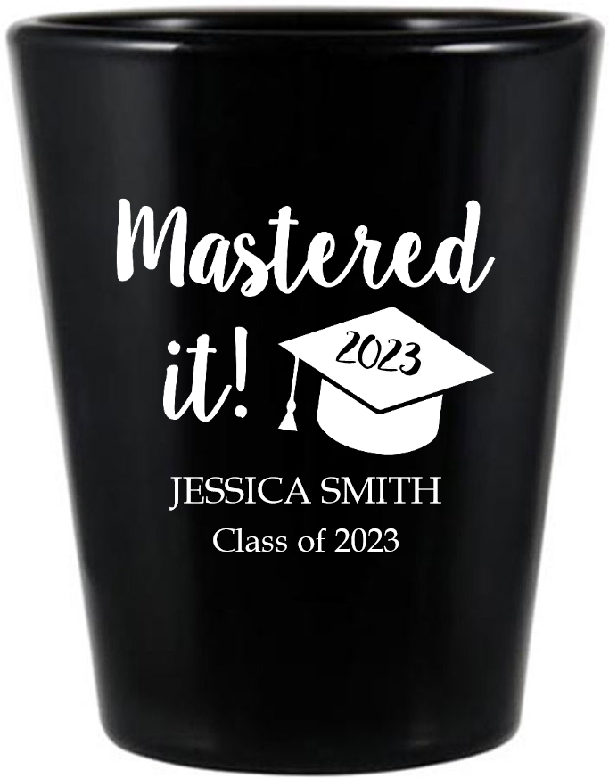 Personalized Mastered It Graduation Personalized Black Shot Glasses 1