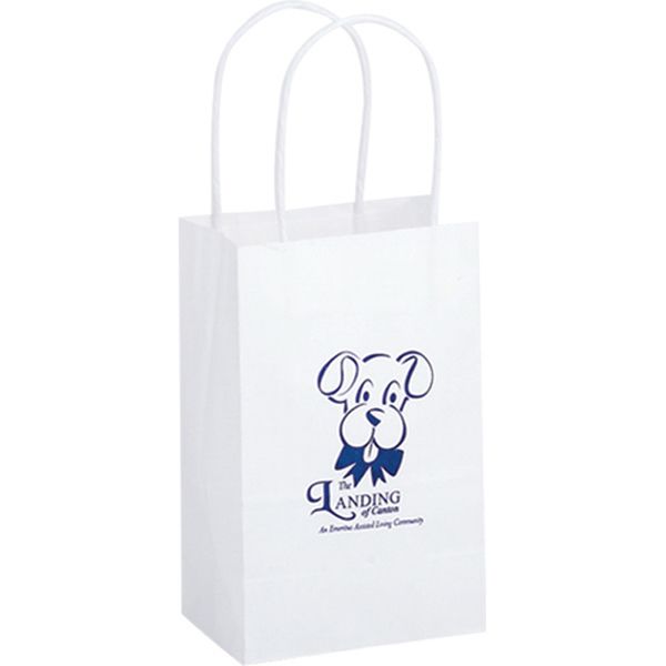 White Kraft Paper Shopper Bag - Flexo Ink - White