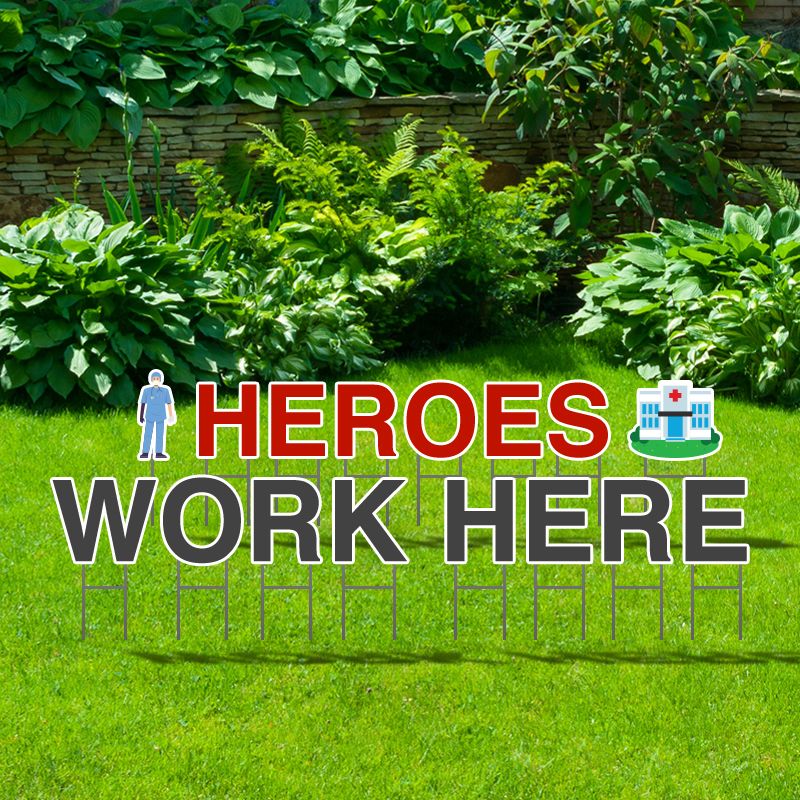 Heroes Work Here Yard Letters - 