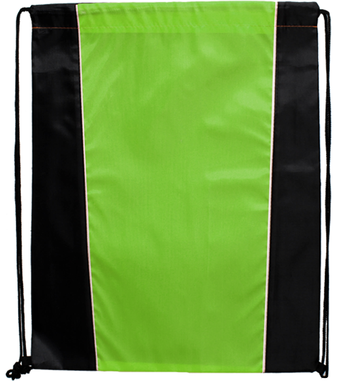 Black - Lime Green - Custom Drawstring Bags

