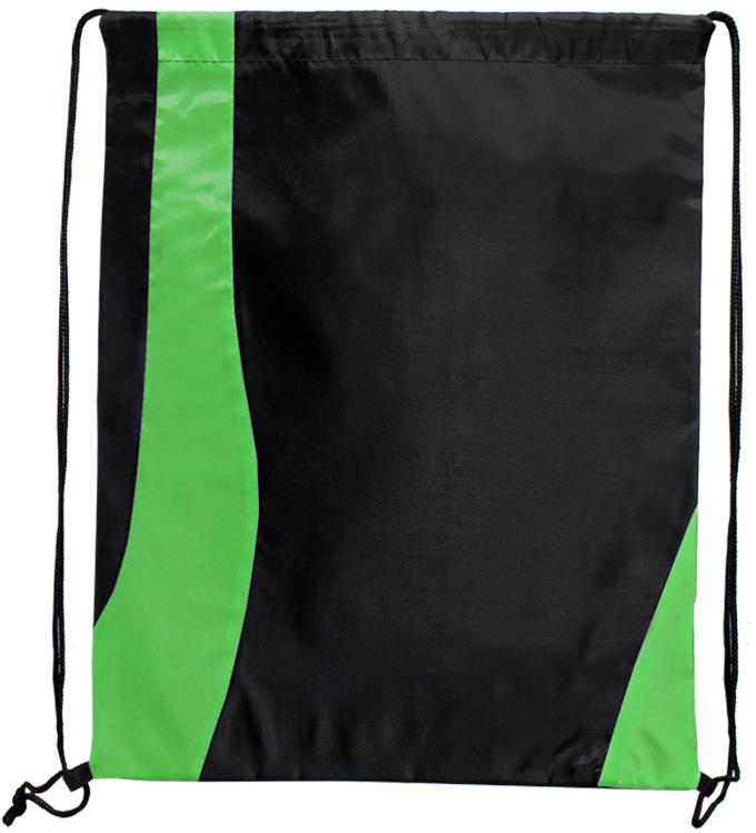 Black - Lime Green - Drawstring Bags