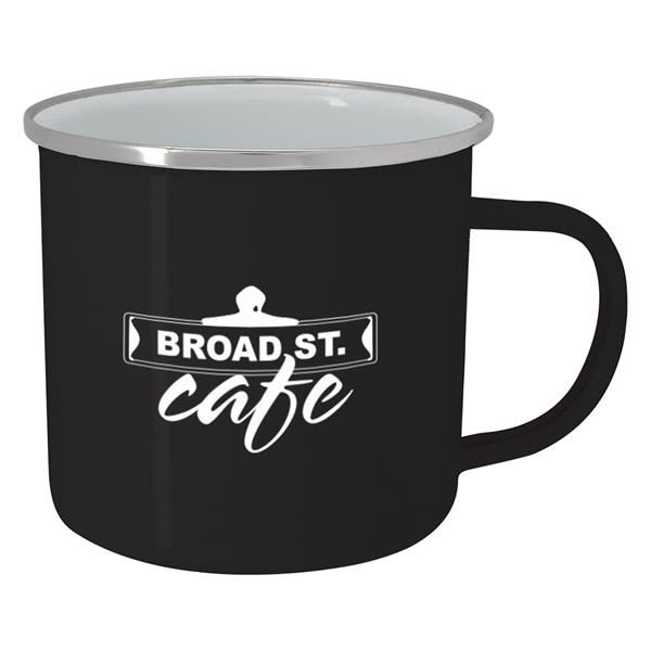 16 Oz Enamel Metal Mugs - Black - Custom Mugs
