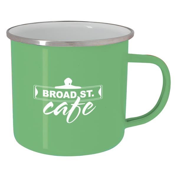 16 Oz Enamel Metal Mugs - Lime Green - Drink Ware
