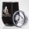 12 Oz. Laser Engraved Stainless Steel Wine Tumblers Black - Engraved with Lid - Laser Engraved