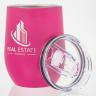 12 Oz. Laser Engraved Stainless Steel Wine Tumblers Pink - Engraved with Lid - Travel Mugs