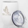 12 Oz. Laser Engraved Stainless Steel Wine Tumblers White - Engraved with Lid - Travel Mugs