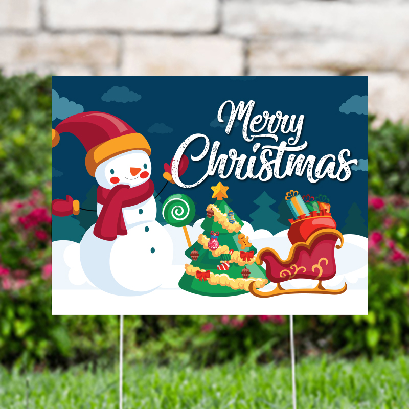 Merry Christmas Snowman Yard Signs Christmas Yard Signs