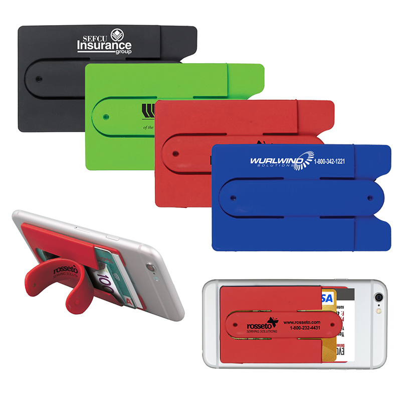 Two Function Soft Silicone Cell Phone Kickstand & Wallet Phone