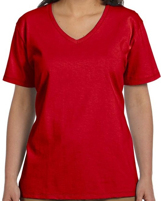 Hanes Ladies 5.2 Oz. ComfortSoft® VNeck Cotton TShirt Short Sleeve