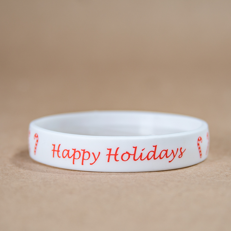 Happy Holidays Wristband In Stock Silicone Wristbands